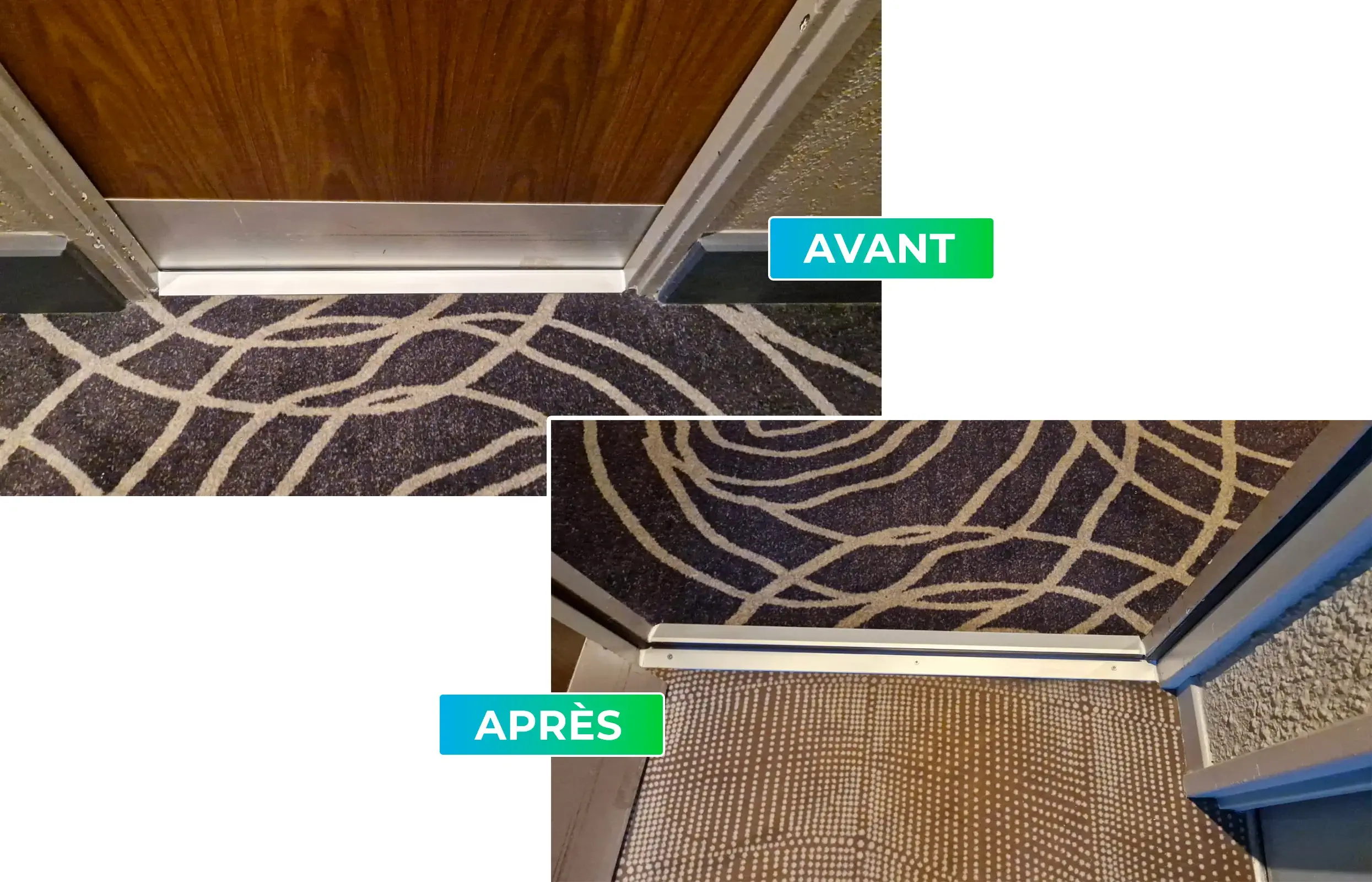 Pose de barre de seuil et protection de bas de porte